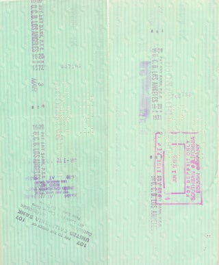 A Pair of SIGNED Personalized Checks, Los Angeles, CA, Feb. 22, 1972 and May 30, 1973.