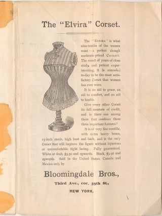A Pair of “Bloomingdale Bros.” invoices to the New York City Dept. of Health for purchases of “Rubber Tissue,” October 15, 1892 and of “2 Bureaus,” August 28, 1896, each with a different design.