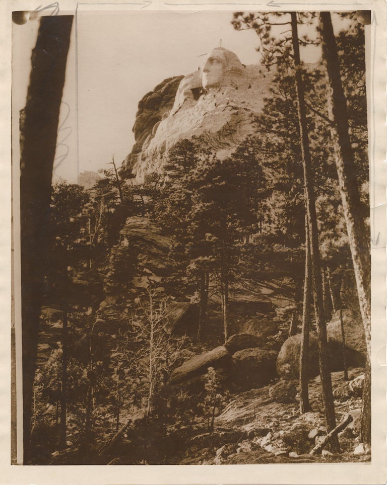 Item #4709 Mount Rushmore. Two Photographs, Gelatin Silver Prints, of the Mount Rushmore presidential monument in progress. GUTZON BORGLUM.