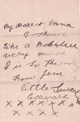 Item #4719 Early Autograph Letter SIGNED to his nurse on "Osborne" stationery, 8vo bifold, ca...