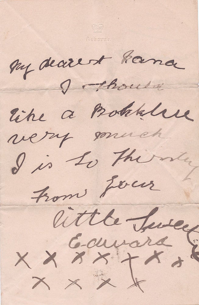 Item #4719 Early Autograph Letter SIGNED to his nurse on "Osborne" stationery, 8vo bifold, ca 1899. EDWARD VIII.
