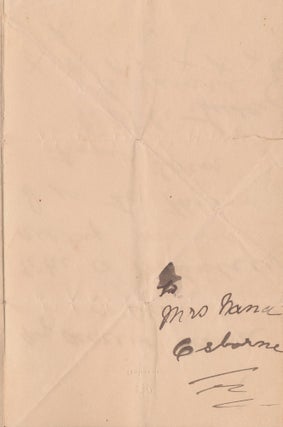 Early Autograph Letter SIGNED to his nurse on "Osborne" stationery, 8vo bifold, ca 1899.