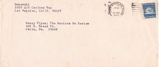 Original Art, unsigned sketch, on back of a typed self addressed business envelope, postmarked April 30, 1975.