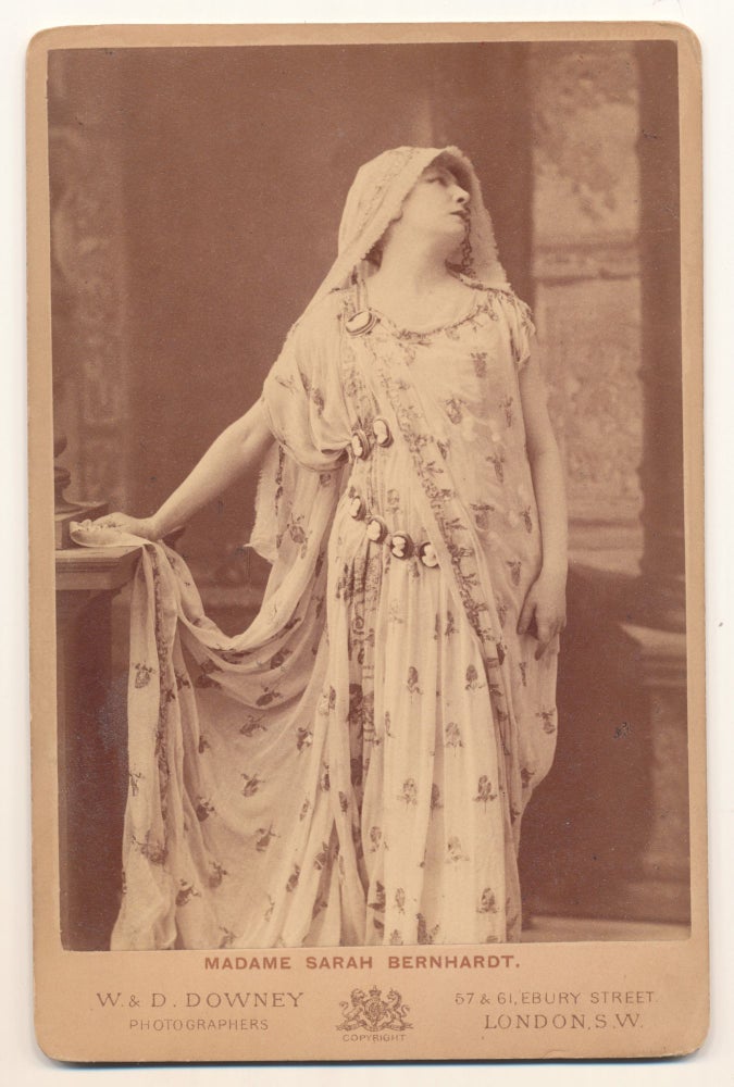 Item #4724 Albumen print on photographer’s mount, Cabinet size, W. & D. Downey, London. Bernhardt is shown as Phèdre in Jean Racine’s eponymous play, ca 1874. [see Getty Images]. SARAH BERNHARDT.
