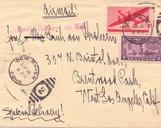 Autograph Letter SIGNED, 2 pp on one sheet of personalized stationery, 4to, New Haven, Conn, Sept. 16, 1941, with transmittal envelope.