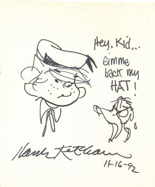Item #4783 KETCHAM, HANK. Original Sketch Signed, Donald Duck with Dennis the Menace. HANK...