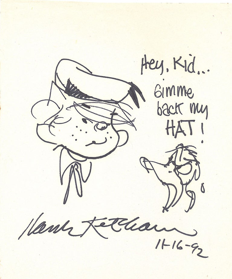 Item #4783 KETCHAM, HANK. Original Sketch Signed, Donald Duck with Dennis the Menace. HANK KETCHAM.
