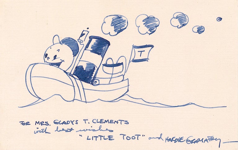 Item #4786 Original Cartoon Art. GRAMATKY, HARDIE . "Little Toot" Original Drawing SIGNED. Bernard August Gramatky HARDIE GRAMATKY.
