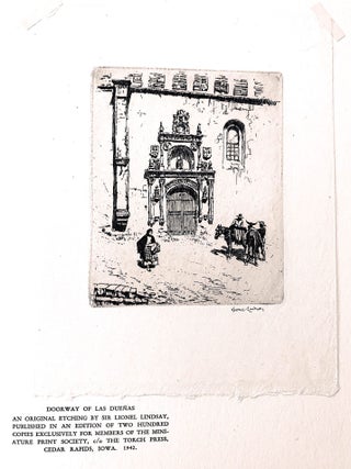 LINDSAY, LIONEL. Signed Etching " Doorway of Las Duenas."