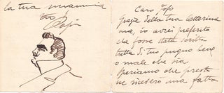 Item #4863 CARUSO, ENRICO Autograph Letter Signed with Self Portrait Drawing. ENRICO CARUSO