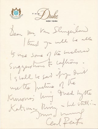 Cecil Beaton. Two Autograph Letters Signed, with descriptions for Look magazine photographs, and. CECIL BEATON.