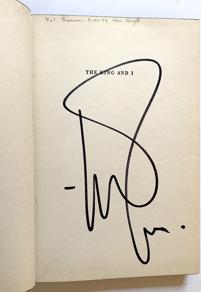 Item #4891 Yul Brynner Signed book, The King and I, Random House, 1951, "First Printing." Yuliy Borisovich Briner YUL BRYNNER.