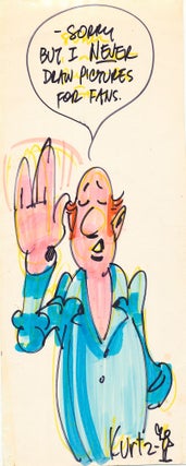 Item #4894 Kurtzman Colorful Self Portrait Sketch and Letter Signed. HARVEY KURTZMAN