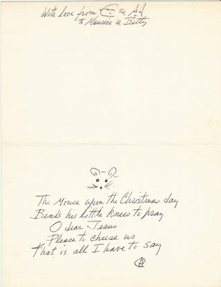 Item #4897 Conrad Aiken Autograph Poem Signed with Original Art. CONRAD AIKEN
