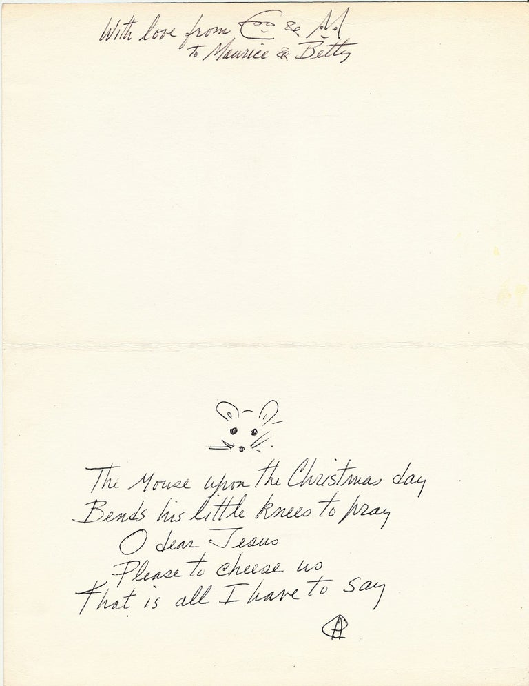 Item #4897 Conrad Aiken Autograph Poem Signed with Original Art. CONRAD AIKEN.