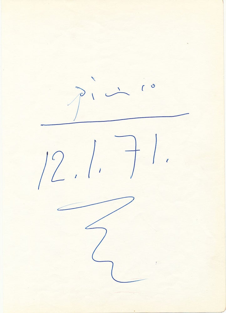 Item #4904 Signature with date and paraph. PABLO PICASSO.