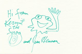 Item #4905 Kermit the Frog Original Drawing in Green, Signed by Jim Henson. JIM HENSON