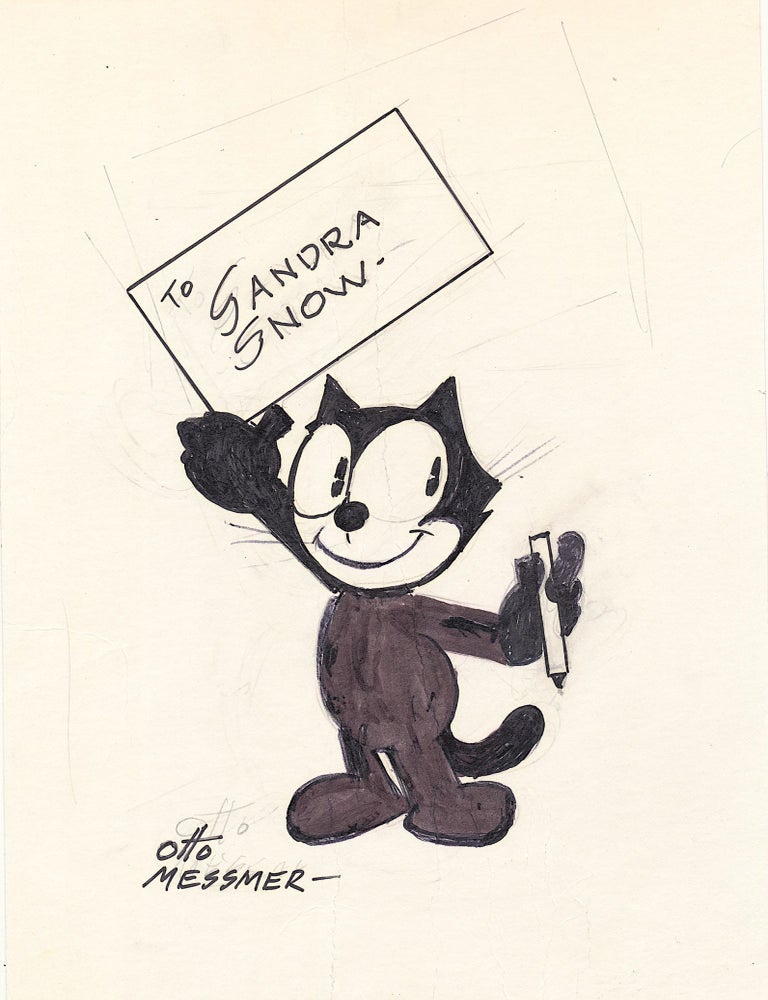 Item #4906 Felix the Cat Original Sketch. Fan Drawing Signed. OTTO MESSMER.