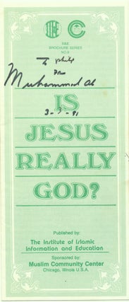 Item #4916 Signature with date on a 6 panel folded, printed religious pamphlet, MUHAMMED ALI