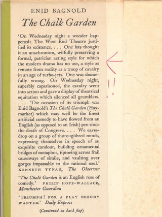 "The Chalk Garden," Signed, with Original Color illustration. William Heinemann, Ltd., London, 1956