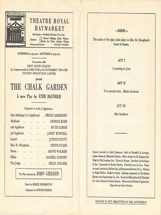 "The Chalk Garden," Signed, with Original Color illustration. William Heinemann, Ltd., London, 1956