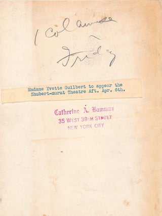 Photograph Signed of Yvette Guilbert.