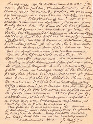Melies discusses Magic Tricks, Magicians and Writing in an Autograph Letter Signed.