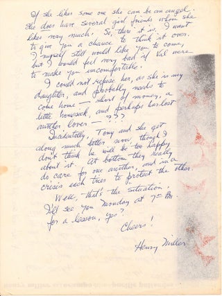 Original Print on an Autograph Letter Signed about his Daughter, Val.