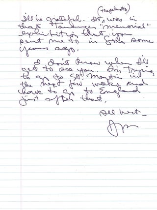 Jasper Johns. Archive of Three Autographs Letters, Two Signed, with reference to his works.