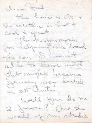 Jasper Johns. Archive of Three Autographs Letters, Two Signed, with reference to his works.