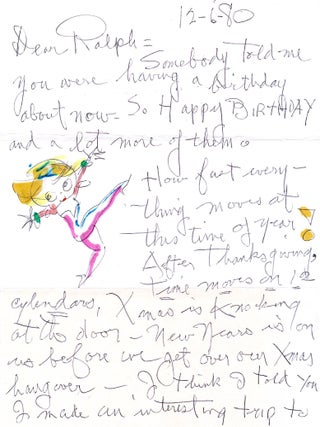 Original Cartoon Art . Betty Boop Original Art in an AUTOGRAPH LETTER SIGNED, by NATWICK, MYRON "GRIM"