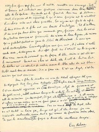 "Three Films." Manuscript Film Essay Signed