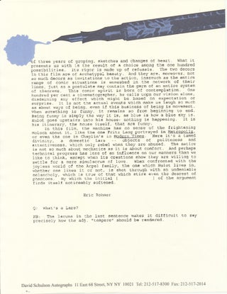 "Three Films." Manuscript Film Essay Signed